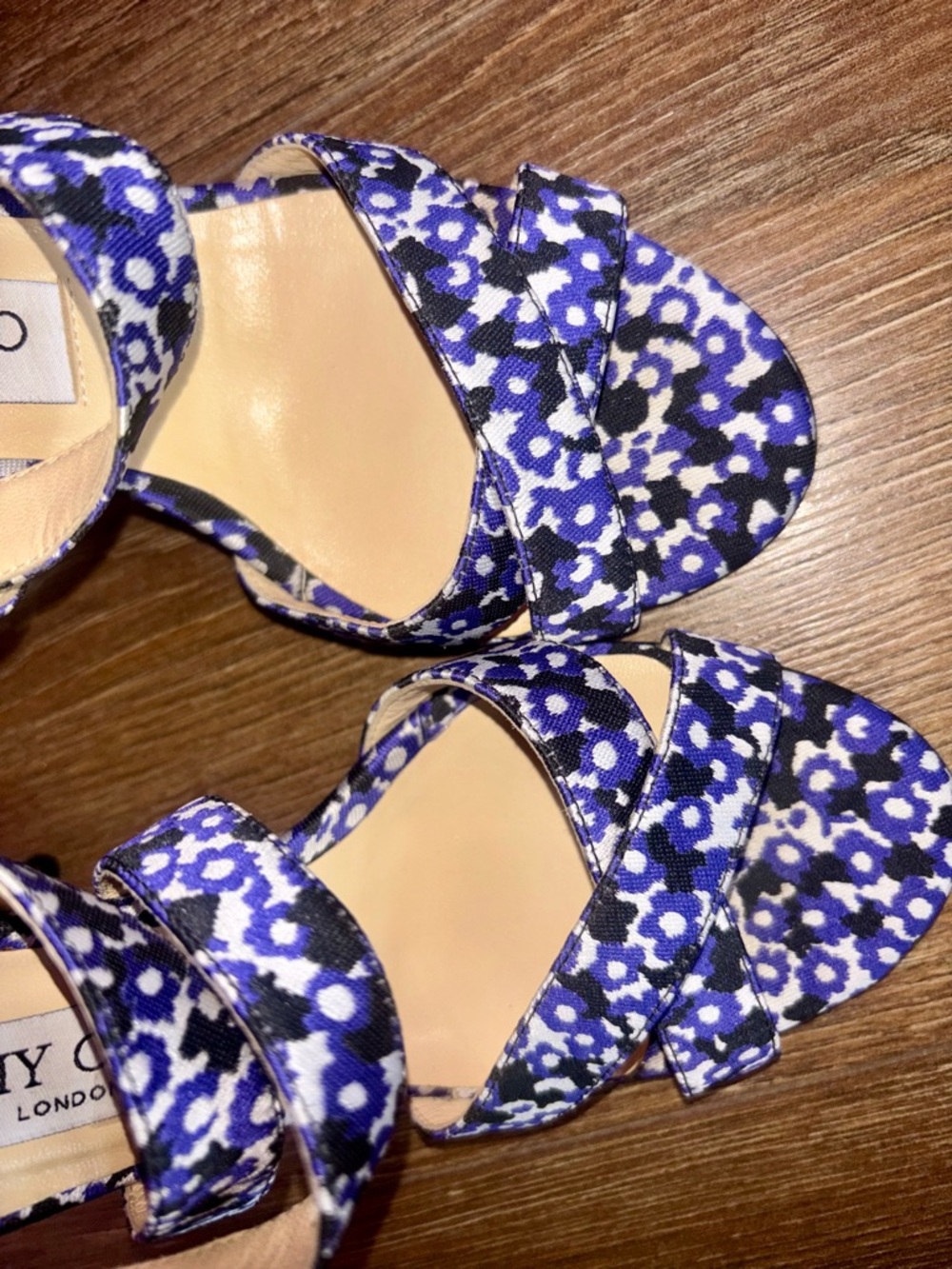 RARE Jimmy Choo blue “Lynn” floral strappy heel sandals (U.S size 6.5) - Picture 5 of 9